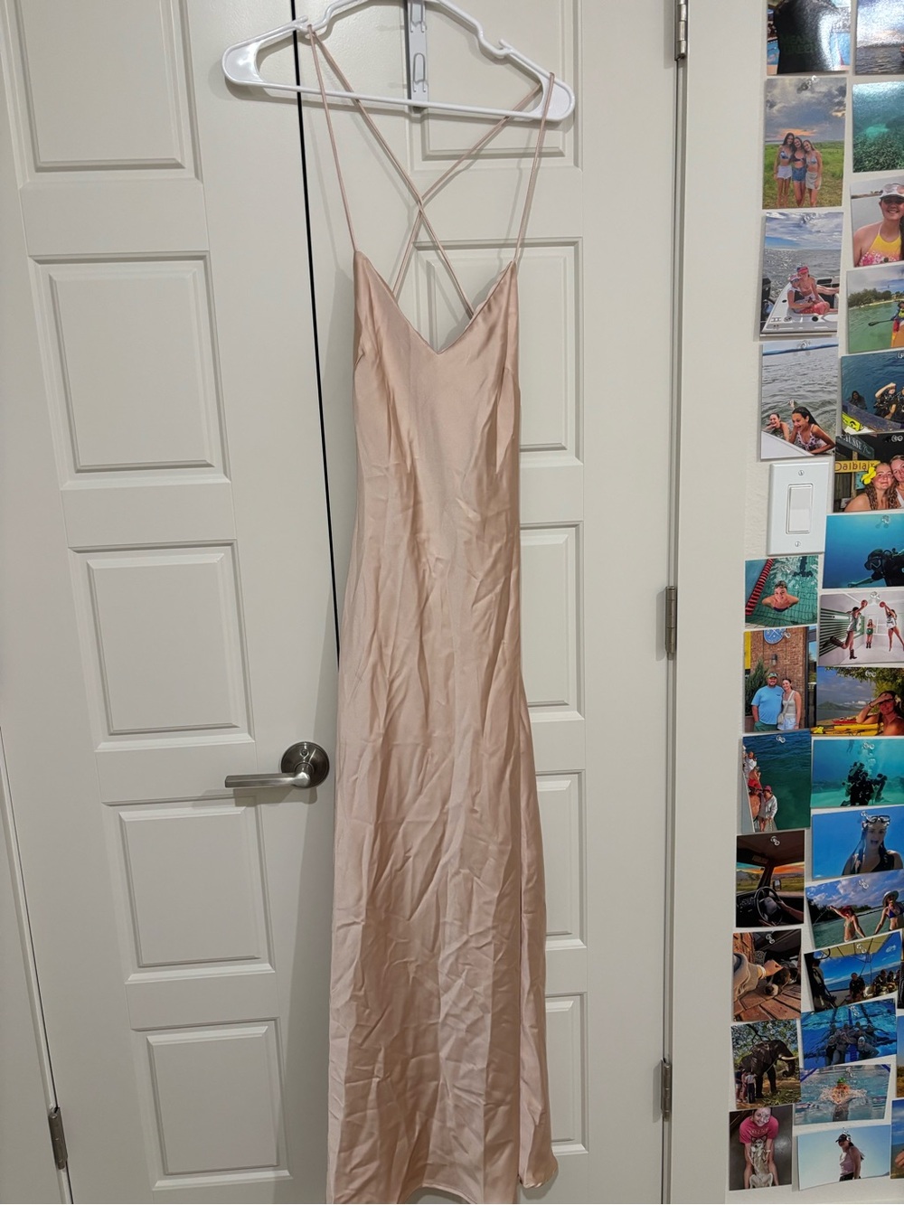 Zara Champagne Satin High-Low Slip Dress